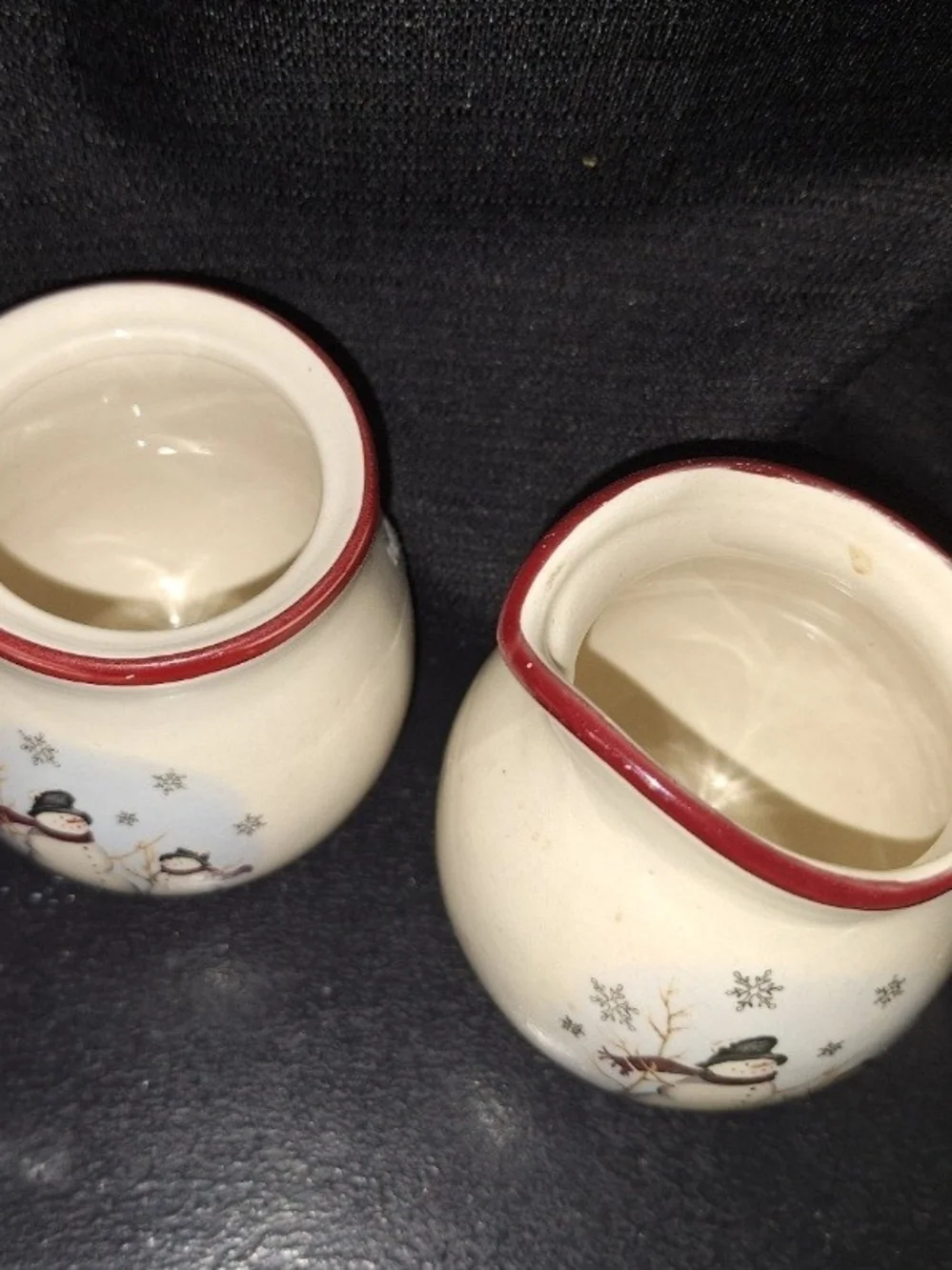 Cream Snowman Creamer And Gravy Boat w/Bonus